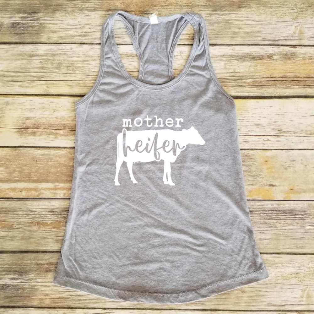 Mother Heifer - cow, mom - fitted ladies tank